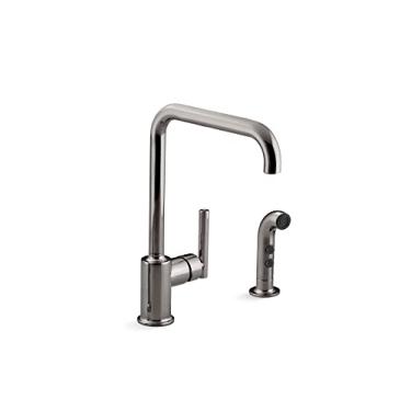 Imagem de Kohler 7508-TT Torneira de Pia de Cozinha Purist com Pulverizador Lateral, Titânio Vibrante