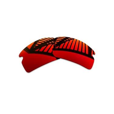 Imagem de MYCOURAG Lentes de reposição polarizadas com proteção UV para óculos de sol Oakley Flak 2.0 XL OO9188 – Vermelho fogo espelhado revestido polarizado