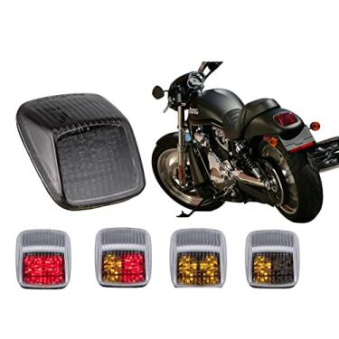 Imagem de Compatível com HARLEY-DAVIDSON Street Rod; Night Rod; VRSC; FXSTD; luz traseira de freio LED + função de seta integrada (estilo 1: lanterna traseira LED + seta, cor fumaça)