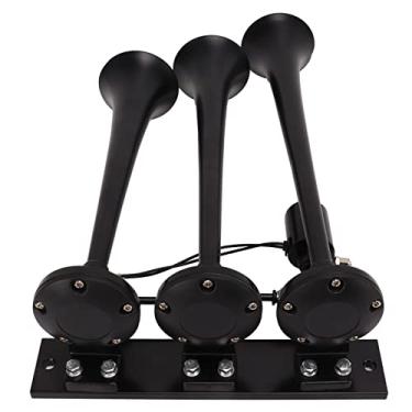 Imagem de aqxreight 135dB 3 Hole Horn DC 12V Som Trompete Trompete para Caminhões Barcos Yachts Cars Yacht Car Horntrumpet Hornblack Hornblack Horntrumpet Marine Horns