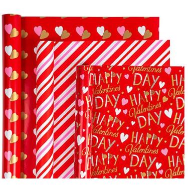 Imagem de Rolo de papel de embrulho WRAPAHOLIC Dia dos Namorados 3 rolos