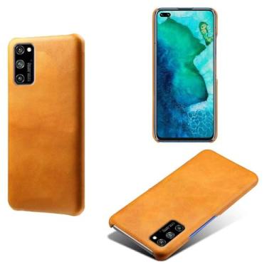 Imagem de Capa para Huawei Honor V30 PRO,Proteção contra quedas,Casca de volta de cor sólida simples,Design de couro de imitação de plástico-Orange