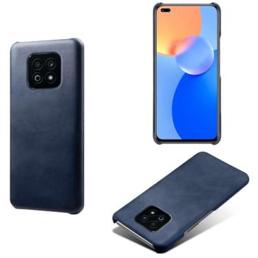 Imagem de Capa para Honor Play 5 Vitality,Proteção contra quedas,Casca de volta de cor sólida simples,Design de couro de imitação de plástico-Blue