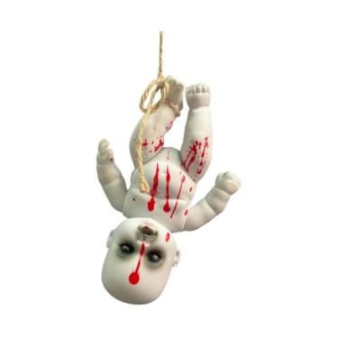 Imagem de Milageto Adereços assustadores, bonecas assustadoras penduradas, decoração assustadora para feriados, adereços de terror, boneca assombrada, boneca assustadora, Menino Pequeno
