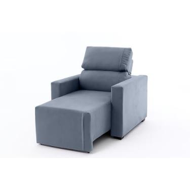 Imagem de Poltrona da Vovó Reclinável e Retrátil Vira Cama 90cm Suede Veludo Ivone (Azul)