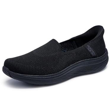 Imagem de Skechers Mocassim feminino sem cadarço Max Cushion Lite Aura Hands Free, Preto/preto, 42