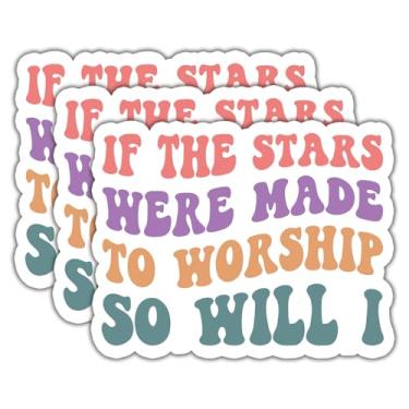 Imagem de Adesivo If The Stars Were Made To Worship So Will I com citações motivacionais decalque adesivos de vinil à prova d'água adulto para laptop Kindle copo de carro garrafa de água caneca telefone caderno