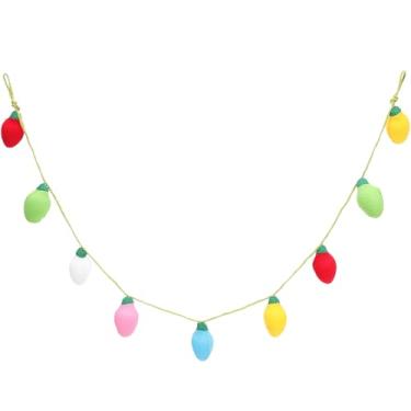 Imagem de Garneck Decoração de lanterna, guirlanda de feltro, guirlanda de crochê, luzes de Natal, guirlanda, decoração ao ar livre, decoração de pendurar para decorações de festa de Natal, tricô colorido
