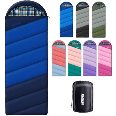 Imagem de Saco de dormir de flanela de algodão para adultos, adolescentes e crianças, clima frio e quente, 3-4 estações, equipamento essencial de acampamento compacto leve, caminhadas, atividades ao ar livre