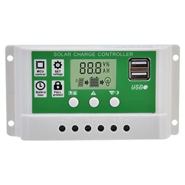Imagem de Grcfumo Controlador de carga inteligente, controlador de carga solar, painel de carregamento solar USB duplo Equipamento de controle PWM 12 24V GLL1210 (10a)