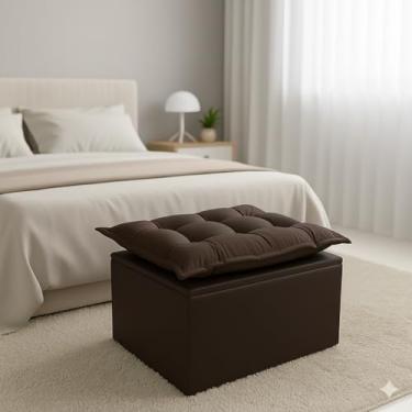 Imagem de Puff Baú Opala Decorativo Organizador Quarto Infantil Bela Móveis (Marrom)