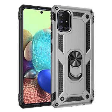 Imagem de SORAKA Capa para Samsung Galaxy A71 5G com suporte de anel capa armadura para Samsung Galaxy A71 5G capa traseira de policarbonato rígido com placa de metal para celular magnético suporte de carro