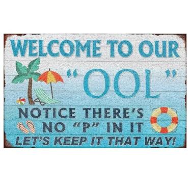 Imagem de VIIJJUE Tapete de porta de piscina de verão, tapetes engraçados de boas-vindas à beira da piscina, antiderrapante para porta da frente, varanda, interior, entrada externa, entrada, tapete costeiro de