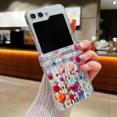 Imagem de Capa para Samsung Z Flip6 com estampa floral romântica e transparente dobrável (para Samsung Z Flip6/A609)