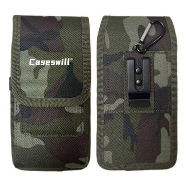 Imagem de Caseswill Para Cricket Icon 6, AT&T Verge Capa de Nylon Robusto Clipe de Cinto para Celular Bolsa de Transporte com Suporte de Cartão - Camuflagem