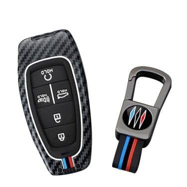 Imagem de ontto Capa de chaveiro para controle remoto inteligente adequada para Hyundai Palisade Tucson Santa Fe Solaris Sonata Hybrid Nexo NX4 Iqniq 5 2020 2021 2022 2023 2024 2025, antiarranhões e proteção