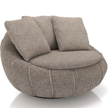 Imagem de Poltrona Giratória Para Sala de Estar Decorativa Kira M03 Bouclê Bege Escuro - Lyam Decor