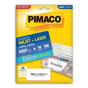 Imagem de Etiqueta inkjet/laser carta 6083 com 10 folhas Pimaco