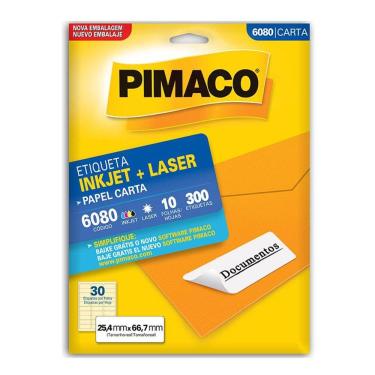 Imagem de Etiqueta inkjet/laser carta 6080 com 10 folhas Pimaco
