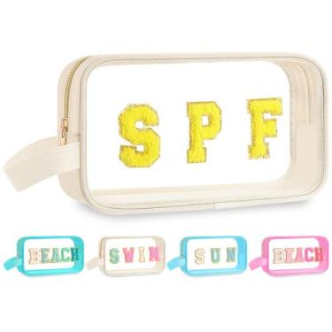 Imagem de Bolsa de maquiagem Kacctyen Clear Beach Swim impermeável de nylon bran