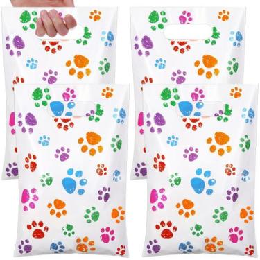 Imagem de Sacos de presente Pasimy 100 unidades de plástico Dog Paw Pet Paw Pupp