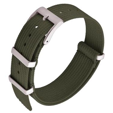 Imagem de JWNSPA Pulseira de relógio de nylon premium – Balística Militar Impermeável – Fivela de Aço Inoxidável Pulseiras de Relógio de Substituição para Homens Mulheres 20 mm 22 mm (22 mm, Verde Exército)