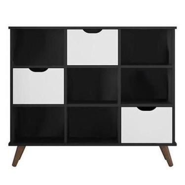 Imagem de Nicho Organizador Retro Preto com 3 Gavetas Brancas - Qmovi
