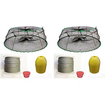 Imagem de Pacote com 2 Armadilhas de Prato de Aço Inoxidável Estilo Torre com Corda de Chumbo 5/16" x 400", Conjunto de Flutuação e Frasco de Bala de 27,94 cm (CT76+LP4+F11Y+HB5)x2