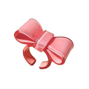 Imagem de ChungLong0593 Anel de declaração de arco xadrez colorido anel aberto de acrílico para mulheres joias modernas e modernas presente, Resina, Sem pedra preciosa