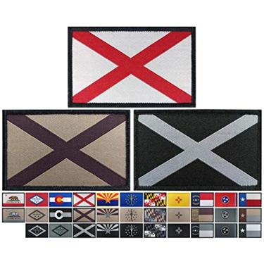 Imagem de JBCD Pacote com 3 emblemas da bandeira do Alabama, emblema tático da bandeira do orgulho para roupas, chapéu, equipe militar
