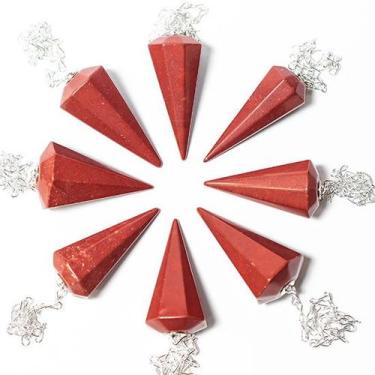 Imagem de Pêndulo de Pedra Jaspe Vermelho Facetado para Radiestesia - Atacado - 
