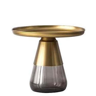 Imagem de Mesa de centro de design simples, mesa de canto redonda, mesa lateral pequena para espaços pequenos, mesa lateral de luxo com base de vidro, mesa de centro moderna, mesa lateral minimalista totalmente