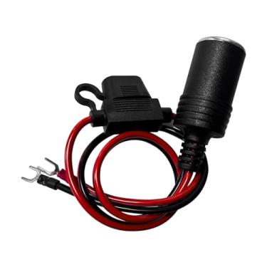 Imagem de Suvnie Tomada de isqueiro fêmea para carro, cabo de extensão de plugue de isqueiro resistente de 1,6 pés 16AWG com terminal tipo Y, adaptador de alimentação de carregador de carro de 12 V/24 V com