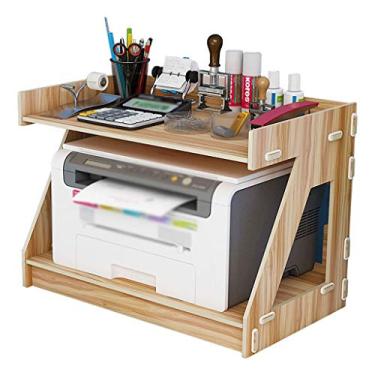 Imagem de SUNESA Suporte de impressão pequeno suporte de impressora de mesa de escritório organizador de arquivos suporte de 2 camadas desktop multifuncional fax prateleira de impressora mesa de impressora