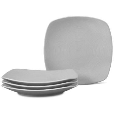 Imagem de Conjunto de Pratos para Salada e Sobremesa com 4 Peças, Formato Quadrado, Material de Porcelana e Designer Moderno, Noritake 4390-588D