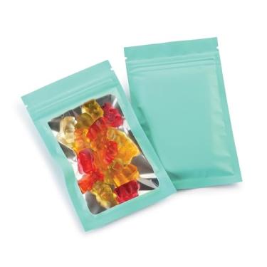 Imagem de Sacos Mylar com Ziplock 8,4 x 14 cm | 100 sacos | Robins Blue Egg | Sacos seláveis com vedação térmica para doces e embalagens de alimentos, medicamentos e vitaminas | Para líquidos e sólidos (ovo azul de roba, 8,4 x 14 cm)