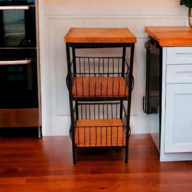 Imagem de Fruteira de Chão 2 Andares em Ferro e Madeira Estilo Artesanal e Funci