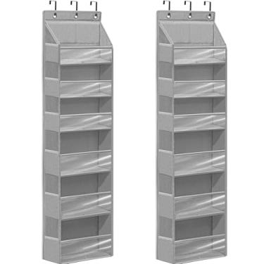 Imagem de STORAGEIDEAS Organizador de porta com 6 bolsos extra grandes e 12 bolsos laterais, organizador de armazenamento suspenso de grande capacidade com janela transparente para sapatos, fraldas, cinza, 6