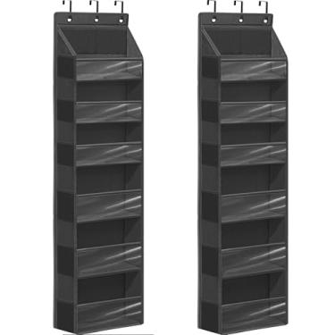Imagem de STORAGEIDEAS Organizador de porta com 6 bolsos extra grandes e 12 bolsos laterais, organizador de armazenamento suspenso de grande capacidade com janela transparente para sapatos, fraldas, preto, 6