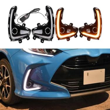 Imagem de Luz de para-choque dianteiro LED luz de para-choque dianteiro luz de freio luz de neblina esquerda direita traseira LED lanterna traseira compatível com Yaris 2020-2022