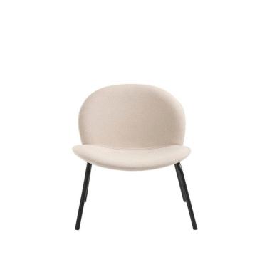 Imagem de Cadeira para Cozinha Tecido e Aço Carbono Luiza Bege/Preto