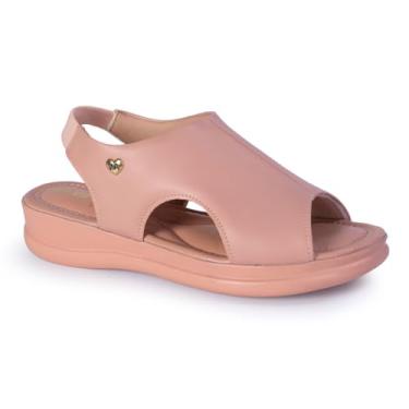 Imagem de Sandália Feminina Anatômica Ortopédica Plataforma Leve Confortável Via Angel 9601 (Nude, BR, Adulto, Numérico, 39)