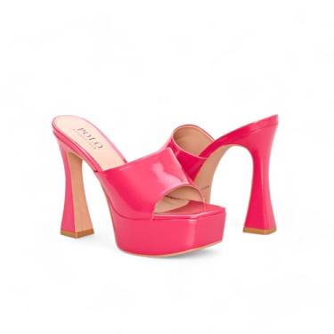 Imagem de Sandália Feminina Verão Mule Plataforma Meia Pata Salto Alto (Eco Pink, BR, Adulto, Numérico, 36)