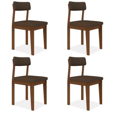 Imagem de Conjunto Com 4 Cadeiras Estofadas Utah Freijó/s.marrom - M.a