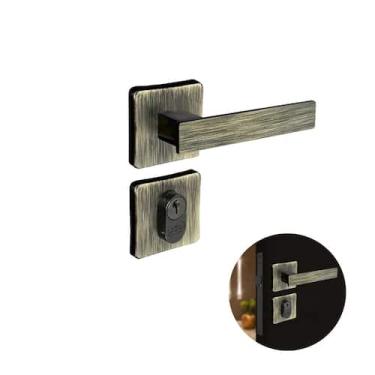Imagem de Fechadura Topazio 40mm Com Cilindro 55mm E Maçaneta Quadrada Antique -