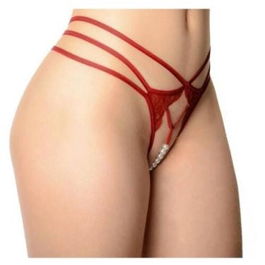 Imagem de Calcinha Vermelha com Pérolas Tamanho Único Veste 36 a 42 - Li Nature