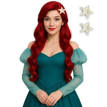 Imagem de Peruca Wiggy Mermaid Red Body Wave para mulheres e boné de peruca