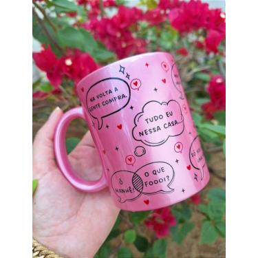 Imagem de Caneca Personalizada Rosa Perolada com Frases de Mãe - 325ml - Amo Can