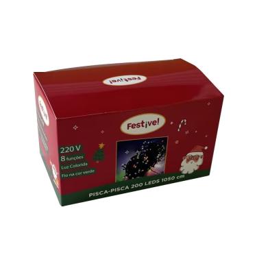 Imagem de Pisca Pisca de Natal 200 Lâmpadas LED Coloridas Fio Verde 220v - Festive