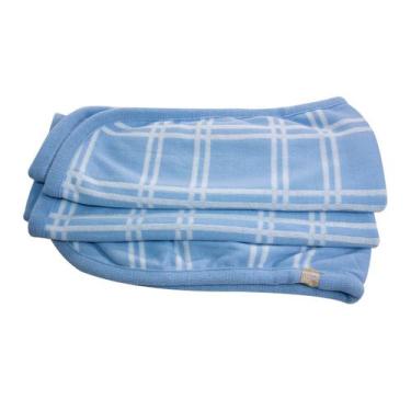Imagem de Manta para Bebê Xadrez - Kowak, Azul-Claro